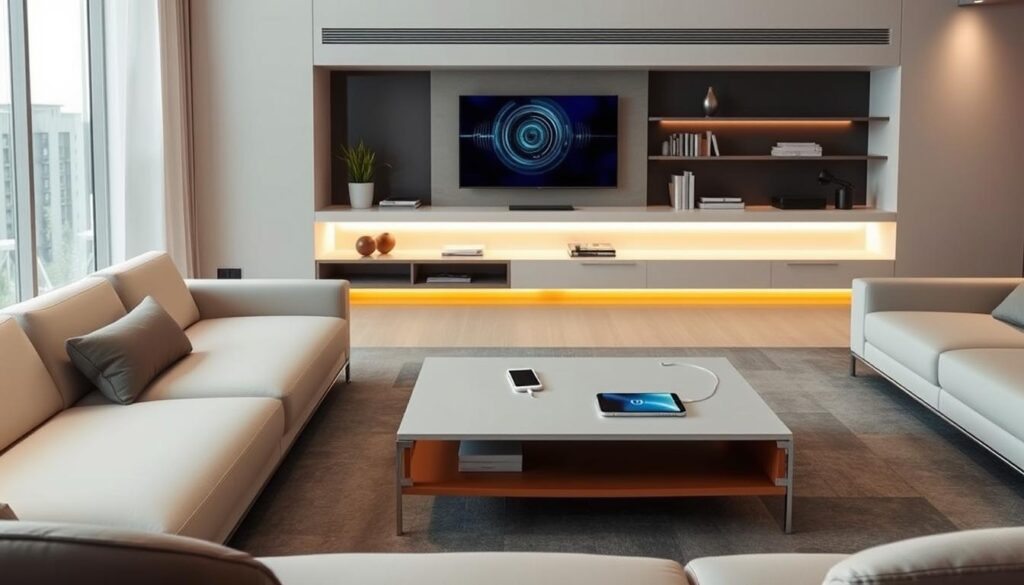 Carga inalámbrica en mobiliario moderno