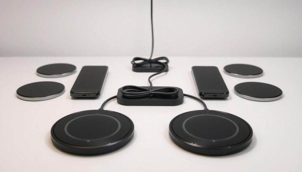 Bases de carga inalámbrica con organización de cables