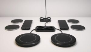 Bases de carga inalámbrica con organización de cables