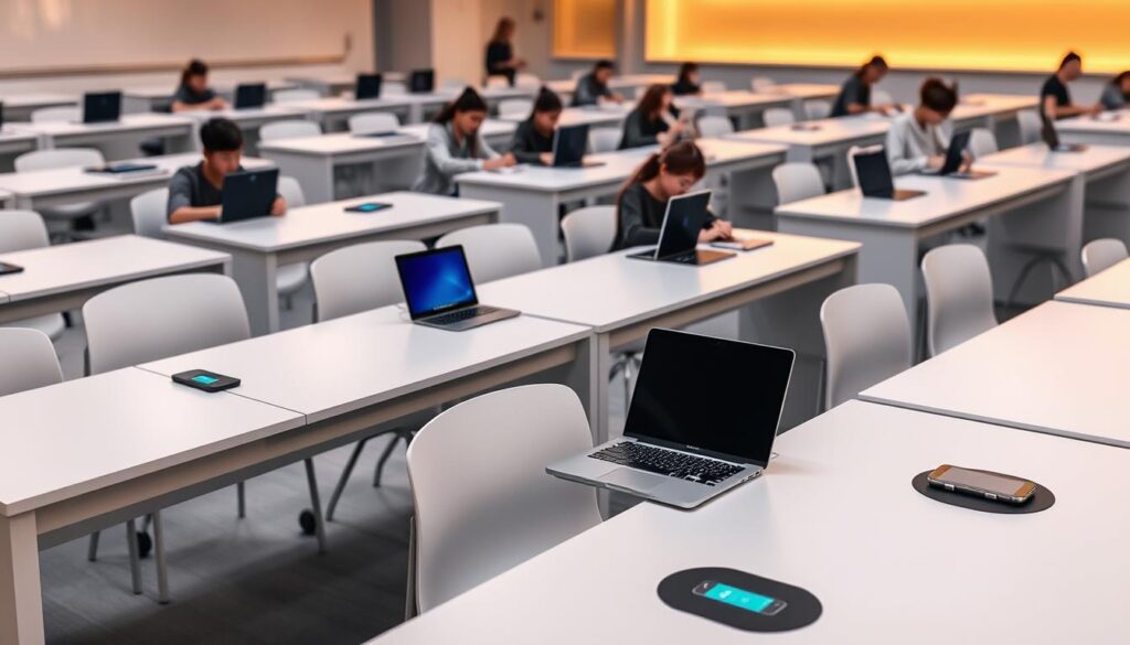 Carga inalámbrica en mobiliario escolar