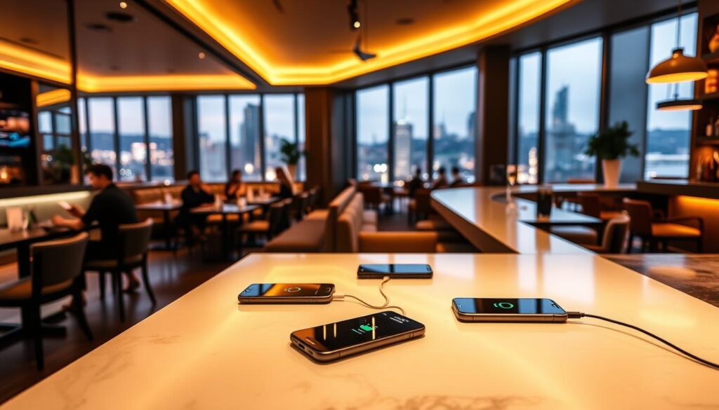 Carga inalámbrica en bares y restaurantes modernos