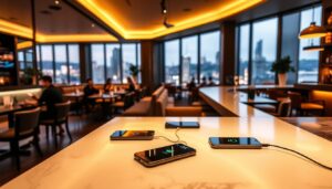Carga inalámbrica en bares y restaurantes modernos