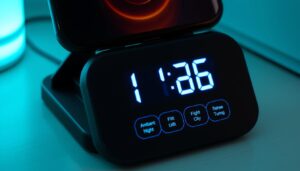 base cargador inalámbrico con reloj